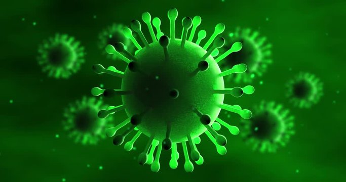 Microscopic View Of 3D Virus And Bacteria Animation. Health and science related concept.
