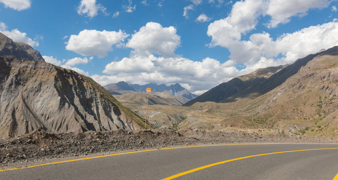 Road That Runs Through The Cajon Del Maipo In The Province Of Chile, Chile