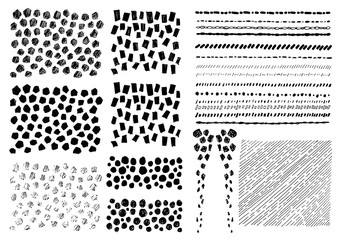 手書き　点線、丸、歪んだ四角　背景素材　ベクター