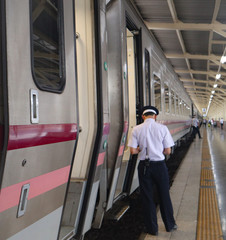 Fototapeta na wymiar Modern train Bangkok Thailand for passengers transportation