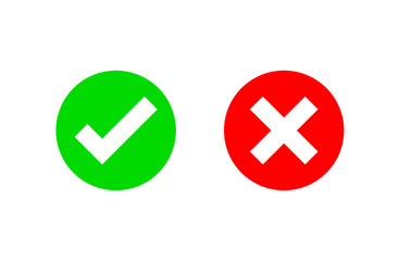Obraz premium Check marks icons. accept and reject. right and wrong. Isolated on white background. Vector Illustration.