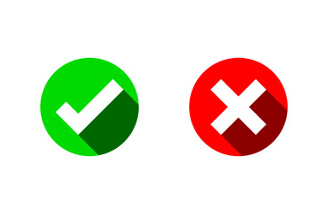 Fototapeta premium Check marks icons. accept and reject. right and wrong. Isolated on white background. Vector Illustration.
