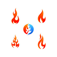  Modern Fire Flame Icon Logo Set collection vector with hot color