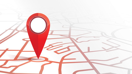 Single gps pin icon red color mock up form the street map on white background.vector illustration