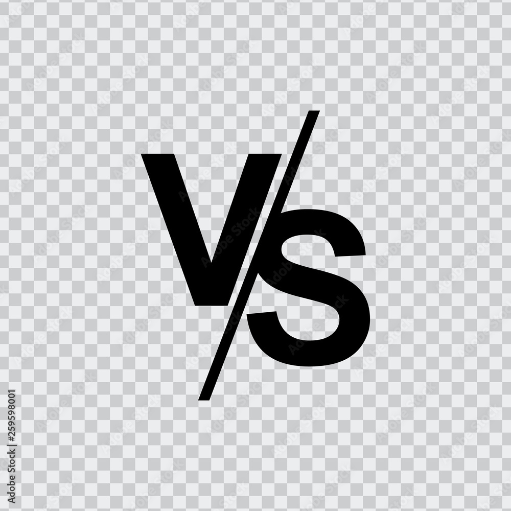 Poster vs versus letters vector logo isolated on transparent background. vs versus symbol for confrontation