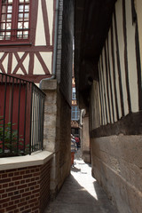 The narrowest street of Rouen, Normandy, France