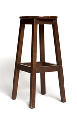 brown wooden stool on the white background