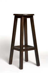 dark brown wooden stool on the white background