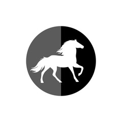 Horse silhouette icon or logo, farm animal button