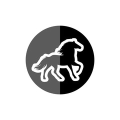 Horse silhouette icon or logo, farm animal button
