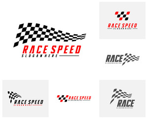 Set of Race flag Design Concepts Icon. Speed Flag Simple Design Illustration Vector. Icon Symbol