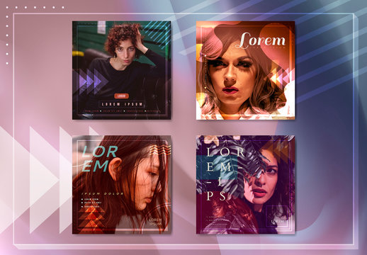 Social Media Post Layouts with Light Effects