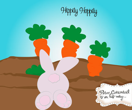 Paper art of Bunny in carrot and Easter eggs, Happy Easter celebration concept, vector art and illustration.