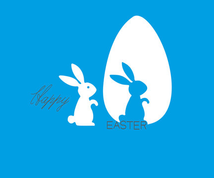 Cute Cartoon Bunny Rabbit Easter Spring White Blue  Image