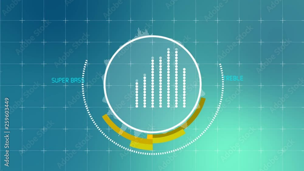 Poster abstract audio visualizer meter of cube rings. high definition motion background for music videos, b