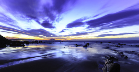 Atardecer desde la playa de Barrika en Vizcaya