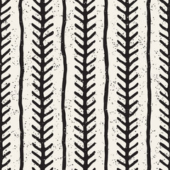 Seamless geometric vector pattern. Monochrome black and white brush strokes background. Hand drawn ink lines texture.