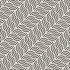 Seamless pattern with symmetric round lines ornament. Elegant vector decorative background. Abstract geometric lattice design.