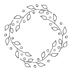 Round flower Frame hand drawn sketch doodles. Vector illustration