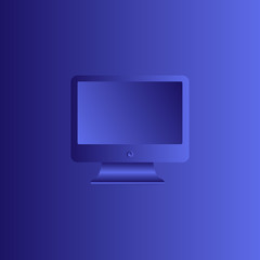 Computer monitor in purple tones on a violet background. Stylish design. Vector illustration.