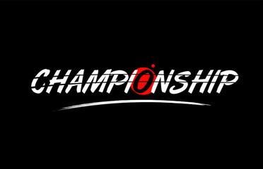 championship word text logo icon with red circle design