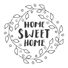 Home sweet home lettering handwritten sign, Hand drawn grunge calligraphic text. Vector illustration