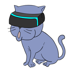 funny cat with virtual reality glasses