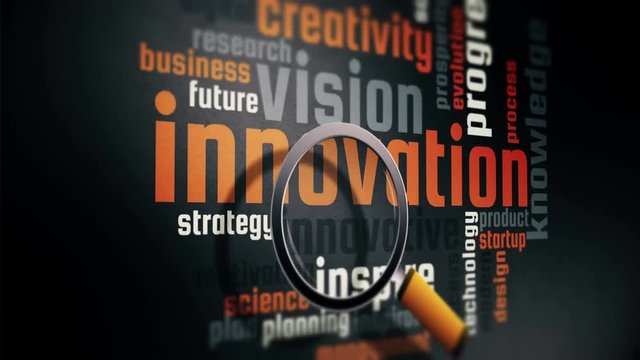 Innovation development and vision creativity in business. 4K UHD animation seamless loop.