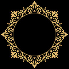 Decorative frame Elegant vector element for design in Eastern style, place for text. Floral golden border. Lace illustration for invitations and greeting cards.