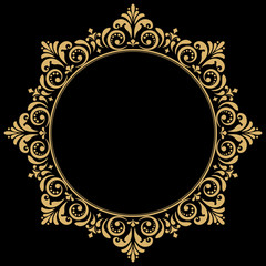 Decorative frame Elegant vector element for design in Eastern style, place for text. Floral golden border. Lace illustration for invitations and greeting cards.