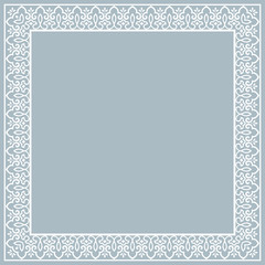 Decorative frame Elegant vector element for design in Eastern style, place for text. Floral blue border. Lace illustration for invitations and greeting cards