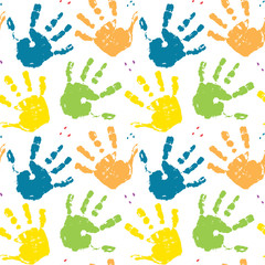 Hand stamp seamless pattern, paint stain background vector illustration