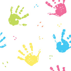Hand stamp seamless pattern, paint stain background vector illustration