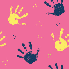 Hand stamp seamless pattern, paint stain background vector illustration