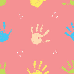 Fototapeta premium Hand stamp seamless pattern, paint stain background vector illustration