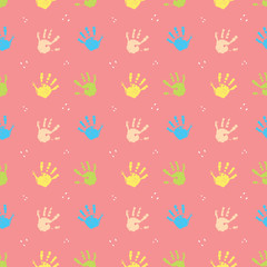 Hand stamp seamless pattern, paint stain background vector illustration