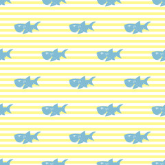 Shark seamless pattern, Hand drawn sketched doodle shark, vector illustration