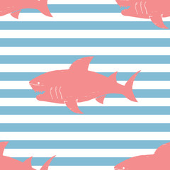 Shark seamless pattern, Hand drawn sketched doodle shark, vector illustration