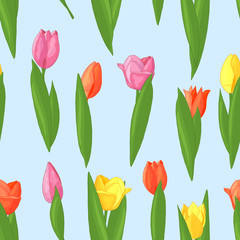 Seamless pattern of tulips