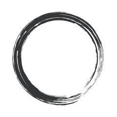 Vector paint brush circle stroke. Abstract Japanese style hand drawn ink round