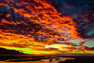 Splendido tramonto in Chaitén, Patagonia, Cile