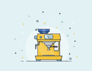 Coffee machine in flat style. Line illustration. Vector. Flat.
