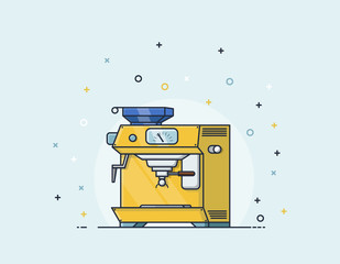Coffee machine in flat style. Line illustration. Vector. Flat.