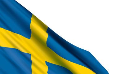 Realistic flag of Sweden ( Kingdom of Sweden) on white background. Vector element for National Day of Sweden, Veterans Day, Flag days designs.