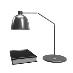 The book under the table lamp. Concept of continuing education. 3D rendering