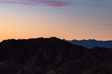 Silhouettes at Zabriskie Point in Death Valley, at Sunset