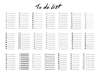 Set to do lists page vector templates with markers doodle elements