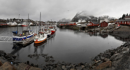 Fishing port in Lofoten, Norway