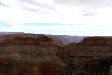 Eagle Point at the Grand Canyon, carved by the Colorado River in Arizona, United States. Grand Canyon National Park, Grand Canyon West, amazing view of the nature, breathtaking landscape.