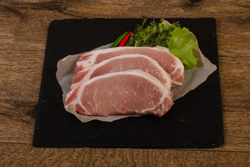 Raw pork steak